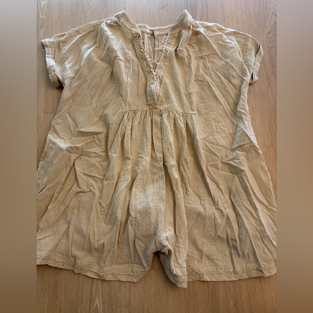 Beige Short Sleeve Romper